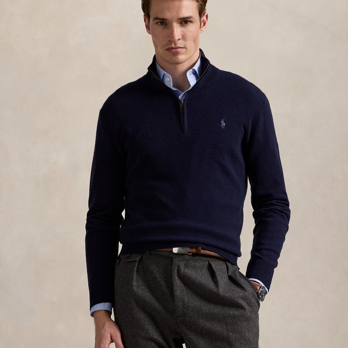 Pull en Laine à Fermeture Éclair Quart