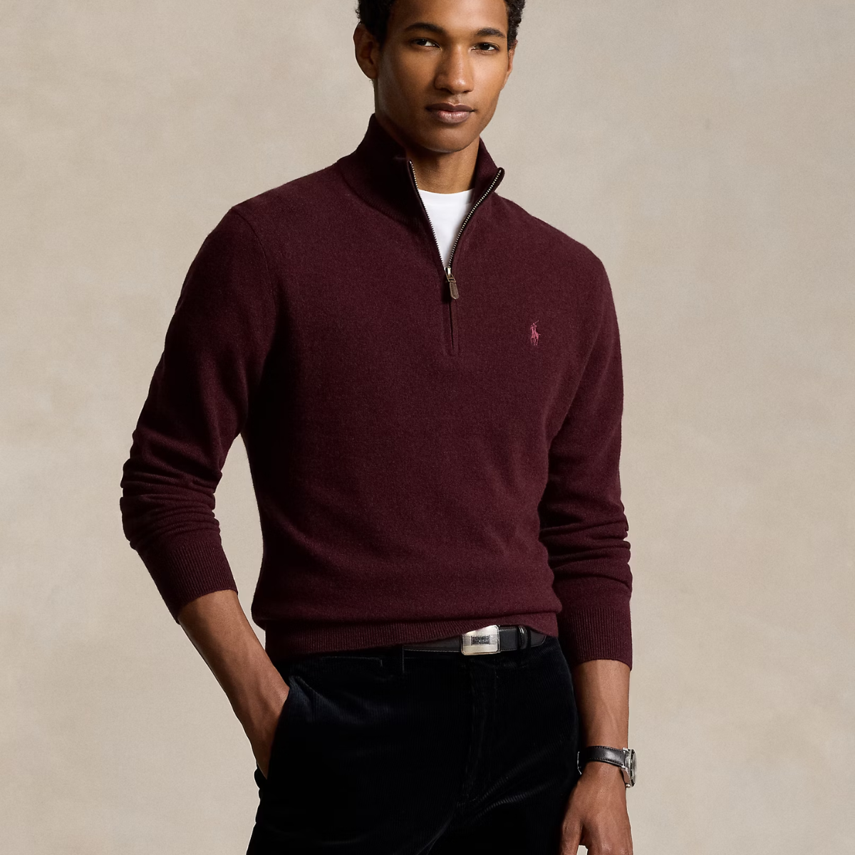 Pull en Laine à Fermeture Éclair Quart