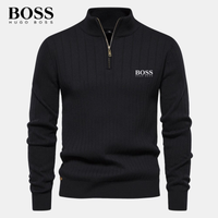 Pull Zippé en Maille pour Homme H&B (Déstockage) - Noir / XS
