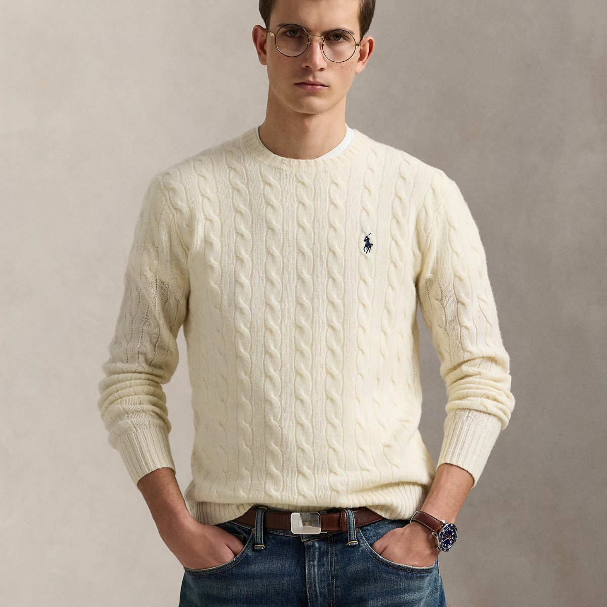 Pull en Laine et Cachemire à Motif Torsadé