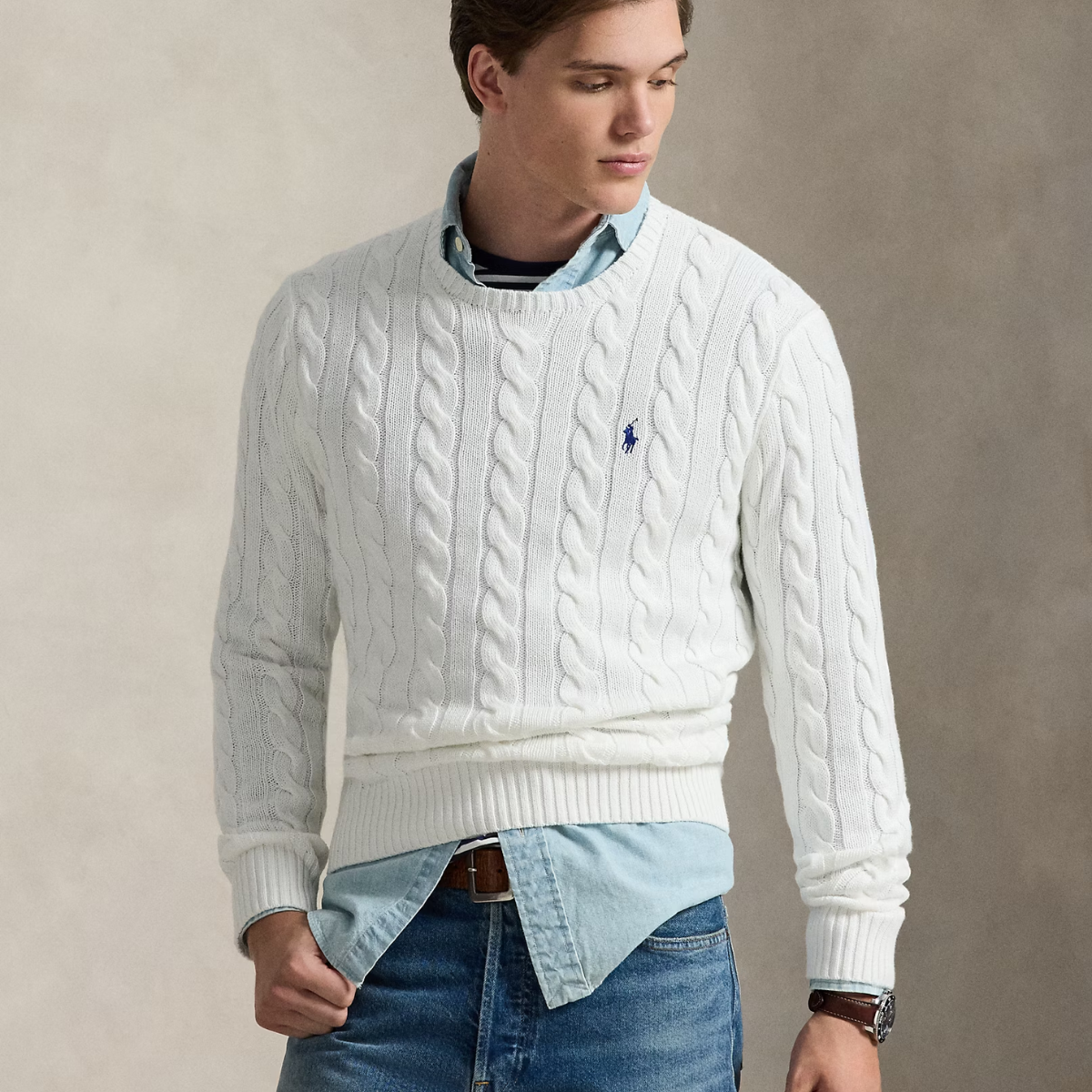 Pull en Coton à Motif Torsadé