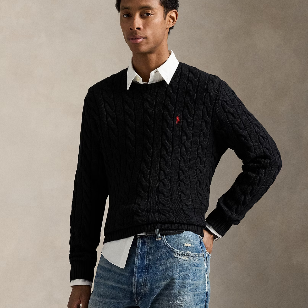 Pull en Coton à Motif Torsadé